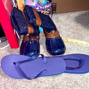 duck boots, beach sandals
